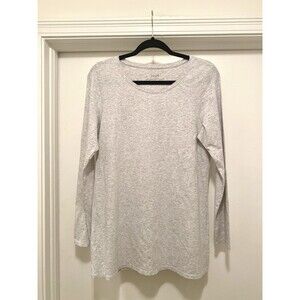 Pure Jill Long Sleeve Stretch Pima Cotton Tee Shirt Women’s Medium Marled Gray